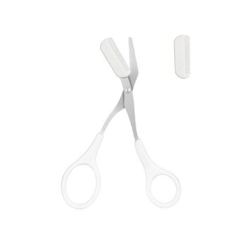 Eyebrow Trimmer Grooming Scissors Eyelash Thinning Shears Comb Brow Shaping Tool - Pink