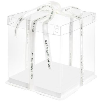20 PCS Clear Treat Box Box Portable Cake Display Transparent Birthday Cake - 6 INCH(without ribbon)-Single