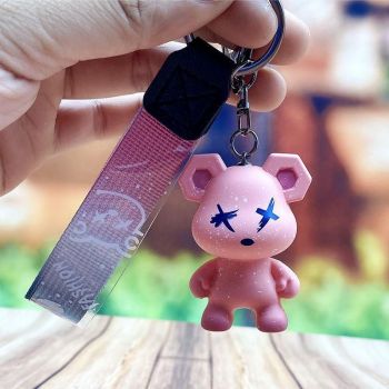 Car Keyring Animal Key Ring Lanyard Bear Keychain Gradient colour Bear Keychain - Grey