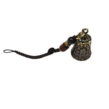 Pure Brass Bell Car KeyChain Engraved Chinese Buddhist Sutra Handmade Woven Rope