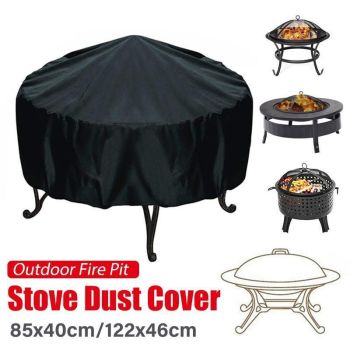 210D Outdoor Round Fire Pit Cover Garden  BBQ Grill Bucket Pritector Waterproof - 85*40cm