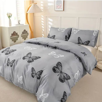 Dreamfields - Mono Papilio Quilt Cover Set - (3pcs, Super King Size)
