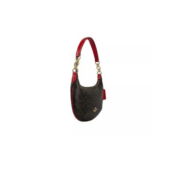 COACH Women's Payton Signature PVC Leather Shoulder Bag Brown Red - One Size