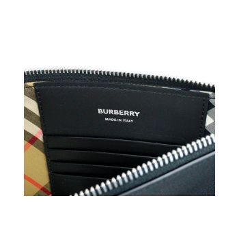Burberry Women's Peyton Monogram Black Leather Pouch Crossbody Bag Purse - One Size