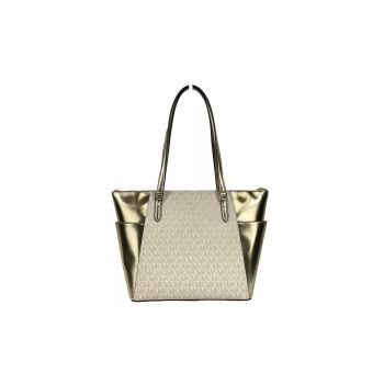 Michael Kors Women's Charlotte Large Leather Top Zip Tote Bag Purse Gold - One Size