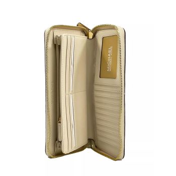 Michael Kors Women's Jet Set Travel Center Stripe Signature Continental Wallet Vanilla Pale Gold - One Size