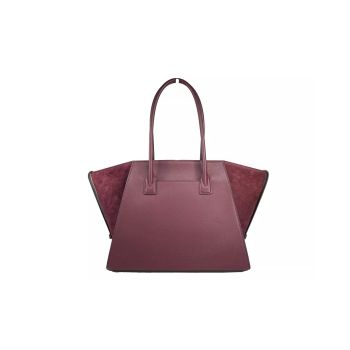 Michael Kors Women's Avril XL Suede Leather Top Zip Satchel Bag Oxblood Red - One Size