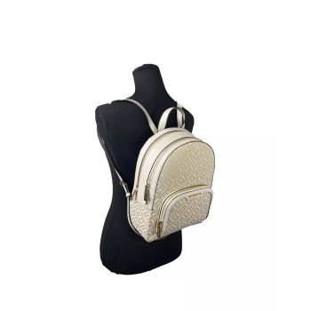 Michael Kors Women's Jaycee Medium Zip Pocket Backpack Bag Cream Gold - One Size