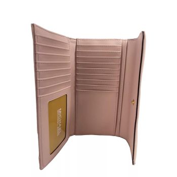 Michael Kors Women's Jet Set Travel Large Quilted Leather Trifold Wallet Powder Blush - One Size