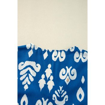 Blue Tribal Geometric Print 3/4 Sleeve Flowy Fit Blouse - M