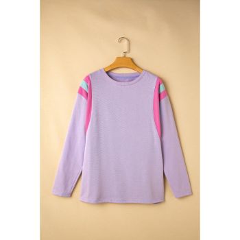 Phalaenopsis Mineral Wash Colorblock Arm Patchwork Oversize Top - M