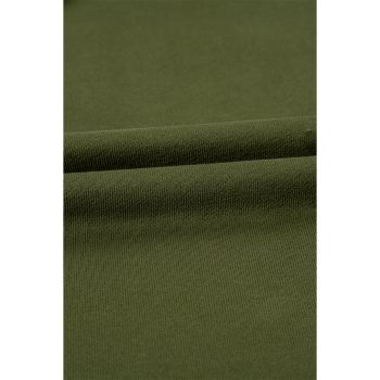 Moss Green Solid Kangaroo Pocket Half Zipper Oversized Hoodie - 2XL