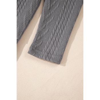 Medium Grey  Solid Textured Open Front Cardigan with Pocket - XL