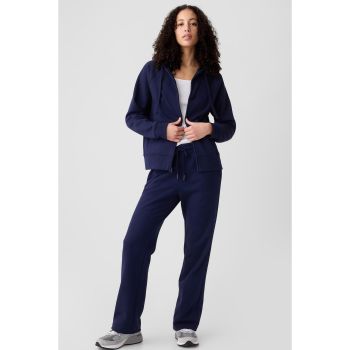 Navy Blue Solid Color Drawstring Waist Casual Straight Pants - XL