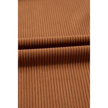 Cinnamon Corduroy Flap Pocket Button Up Round Hem Shacket - S