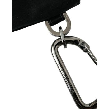 Dolce & Gabbana Men's Black Nylon Logo Plaque Keyring Pouch Clutch Bags - One Size