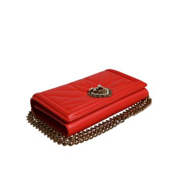 Dolce & Gabbana Women's Red Quilted Devotion Crossbody Chain Phone Cover Bag - One Size