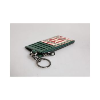 Dolce & Gabbana Men's Green Calf Leather Logo Print Monogram Card Holder Wallet - One Size