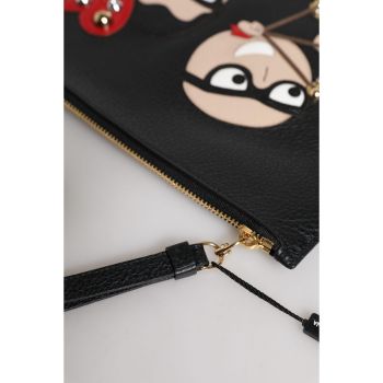 Dolce & Gabbana Women's Black #DGFamily Embellished Leather Clutch Bag - One Size