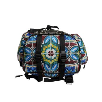 Dolce & Gabbana Men's Multicolor Maiolica Print Nylon Backpack Bag - One Size