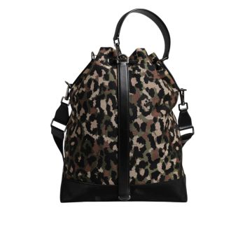 Dolce & Gabbana Men's Multicolor Leopard Cotton Shoulder Bucket Bag - One Size