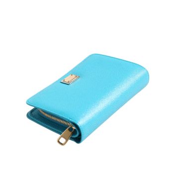 Dolce & Gabbana Women's Light Blue Leather Bifold Continental Clutch Wallet - One Size