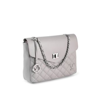 V Italia Women's Leather Shoulder Bag Grey - One Size