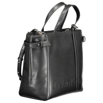 Calvin Klein Women's Elegant Black Two-Handle Recycled Polyester Bag - One Size