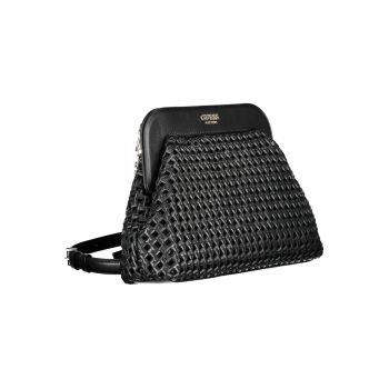 Guess Jeans Women's Chic Black Polyurethane Satchel with Logo Detail - One Size
