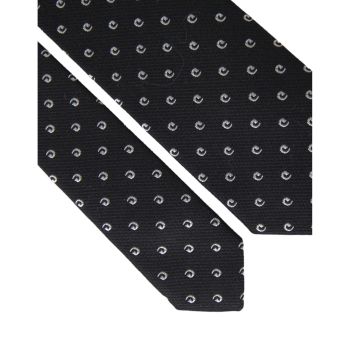 Dolce & Gabbana Men's Black Logo Cotton Blend Adjustable Tie - One Size