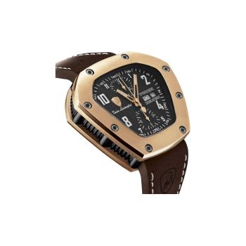 Lamborghini Men's Black Leather Watch - One Size