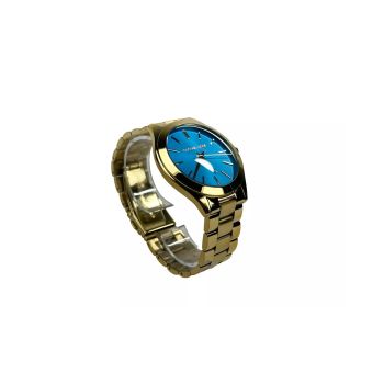 Michael Kors Unisex's Slim Runway Stainless Steel Watch MK3265 Blue Gold - One Size