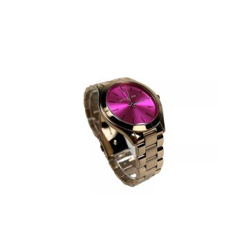 Michael Kors Unisex's Slim Runway Stainless Steel Watch MK3291 Pink Silver - One Size