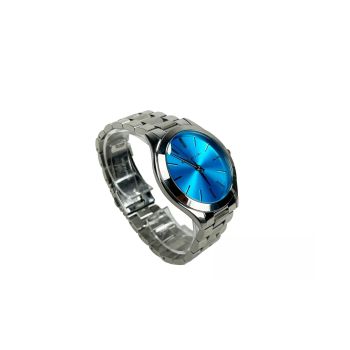 Michael Kors Unisex's Slim Runway Stainless Steel Watch Blue Silver MK3292 - One Size