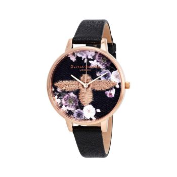 Olivia Burton Women's Black Synthetic Leather Watch - One Size