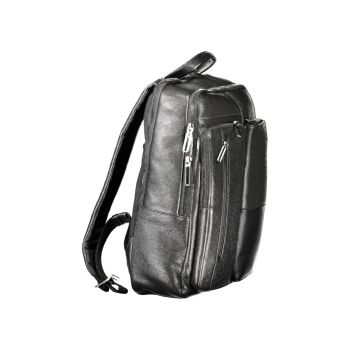 Piquadro Men's Black Leather Backpack - One Size