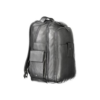 Piquadro Men's Black Leather Backpack - One Size