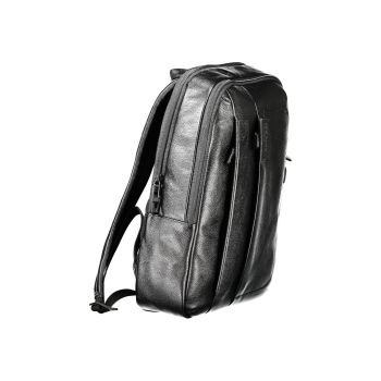 Piquadro Men's Black Leather Backpack - One Size