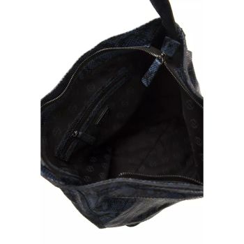 Pompei Donatella Women's Elegant Blue Python Print Leather Shoulder Bag - One Size