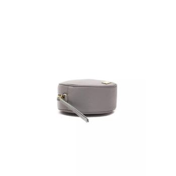 Pompei Donatella Women's Chic Gray Leather Oval Crossbody Bag - One Size