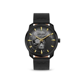Police Men's Black Leather Watch - One Size