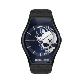Police Men's Black Leather Watch - One Size
