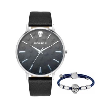 Police Men's Black Leather Watch - One Size