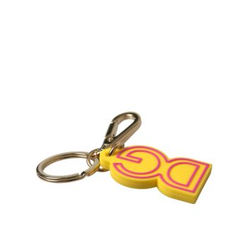 Dolce & Gabbana Women's Yellow Rubber Gold Tone Metal DG Logo Keyring Keychain - One Size