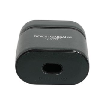 Dolce & Gabbana Men's Black Calfskin Leather Logo Print Flip Holder Airpods Case - One Size