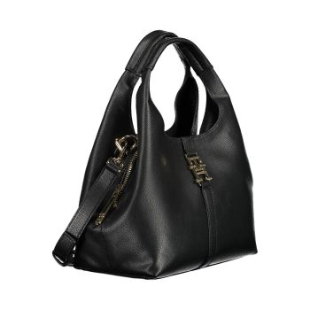 Tommy Hilfiger Women's Elegant Black Shoulder Bag with Contrasting Details - One Size