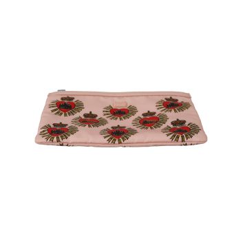 Dolce & Gabbana Women's Clutch Pink D&G Logo Devotion Heart Nylon Pouch Wallet - One Size