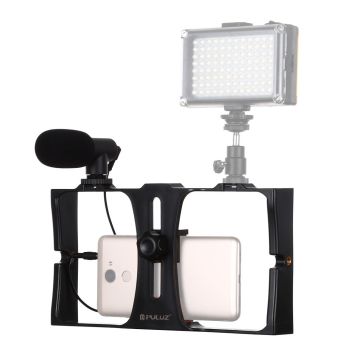 Smartphone Video Rig & Microphone Kit For Live Broadcast - Compatible With Iphone Galaxy Huawei Xiaomi Htc Lg Google And More - Blue