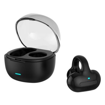 Touch Bone Conduction Bluetooth Earphone with Charging Warehouse - Ear Clip Type - Black