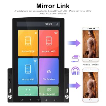 9.7 Inch Vertical Screen Android Car Mp5 Player With Hd 2.5D Glass - Navigation All-In-One